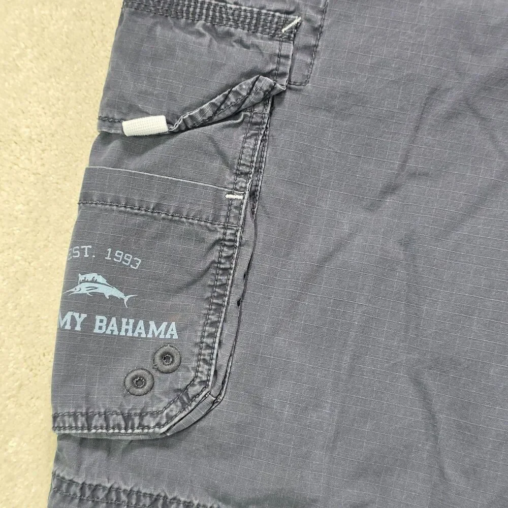 Tommy Bahama Cargo Shorts Men's 35 Slate Relax Ripstop Cotton Pocket Drawstring